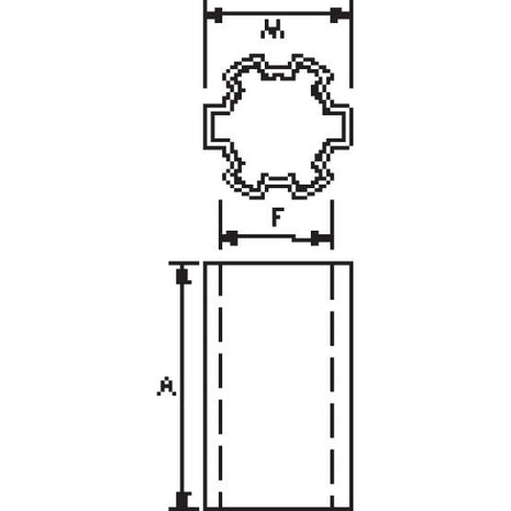 PTO Sleeve Increaser - Female spline 1 1/8'' - 6 x Male spline 1 3/8'' - 6 with - S.250 - Farming Parts