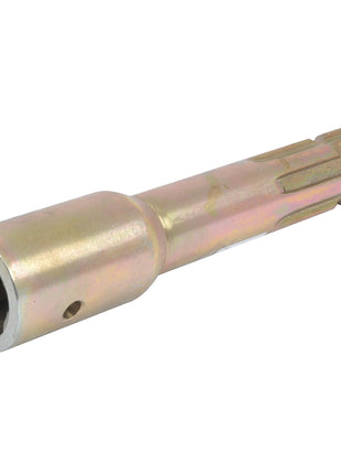 The Sparex PTO Adaptor - Female spline 1 3/8'' - 6 x Male spline 1 3/8'' - 6 with S.254 is a metallic cylindrical tool featuring a hexagonal socket end and a splined shaft, designed for optimal spline diameter, making it ideal for automotive or mechanical applications.