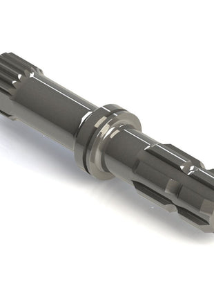 Sparex PTO Shaft - S.260218, a metallic cylindrical shaft with multiple splines and a central flange, compatible with Valmet & Valtra tractors for 540RPM operations, against a white background.