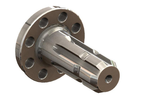 The PTO Output Shaft, Sparex Part Number S.260326, is a metallic cylindrical mechanical part from Sparex featuring multiple holes on a flanged end and a hollow, grooved main body with precision-engineered splines for optimal fit and function.