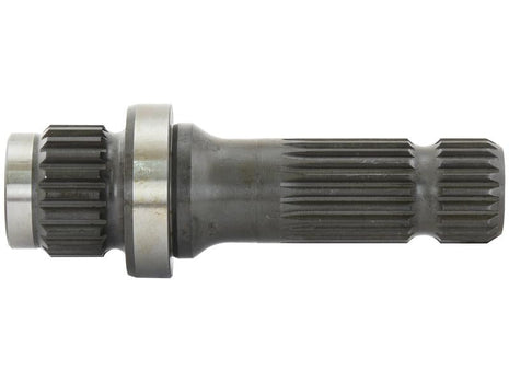 A close-up image of the Sparex PTO Output Shaft (Sparex Part Number: S.260370), showcasing its intricately machined teeth and cylindrical shape with precise spline detailing along its length.