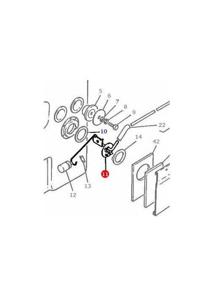 Diagram showing a mechanical assembly with numbered parts, focusing on part 11, highlighted in red, often an aftermarket AGCO Massey Ferguson - Fuel Sender Unit - 1695737M2.