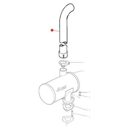 Massey Ferguson - Exhaust Pipe - 3383014M7 - Farming Parts