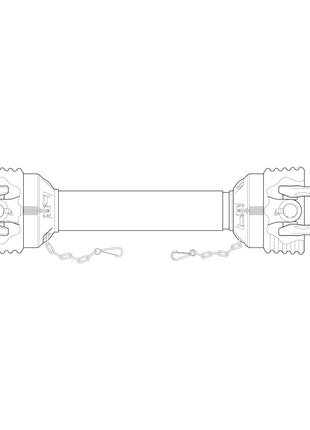 Diagram of a Sparex PTO Shaft (Lz) with a length of 1050mm, featuring detailed components on either end, including a central connecting rod and a 1 3/8'' x 6 Spline Overrunning Clutch (Clockwise) - S.26778.