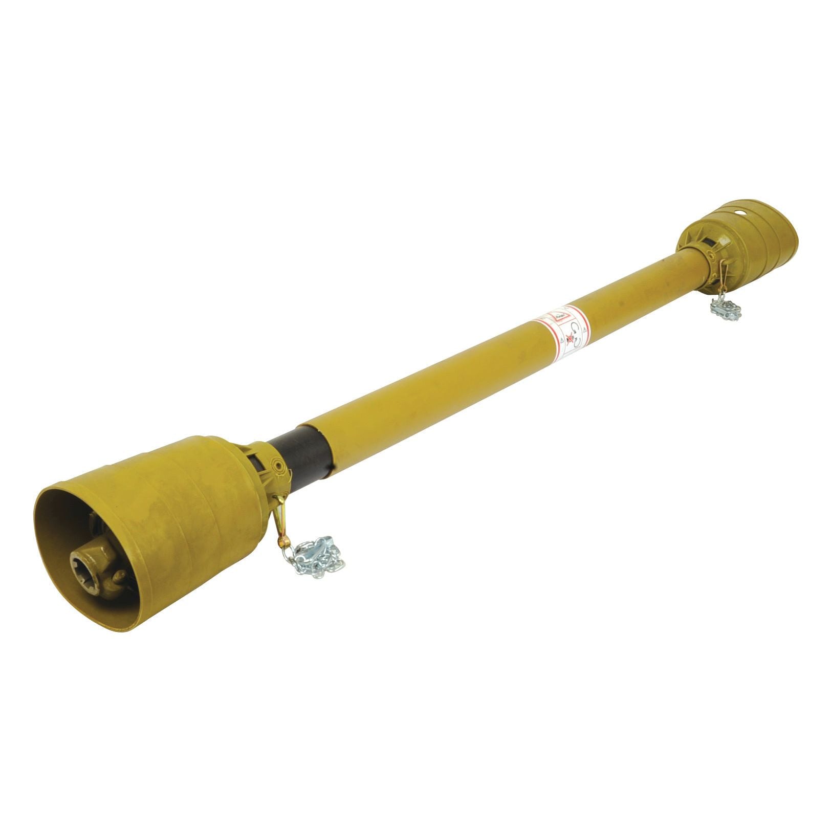 A long, yellow-brown metal shaft with cylindrical ends, resembling an industrial tool or machinery component from the German Series AW20/W2200 can be described as the Sparex PTO Shaft - (Lz) Length: 1050mm, 1 3/8'' x 6 Spline Q.R. to 1 3/8'' x 6 Spline Overrunning Clutch - S.26778.
