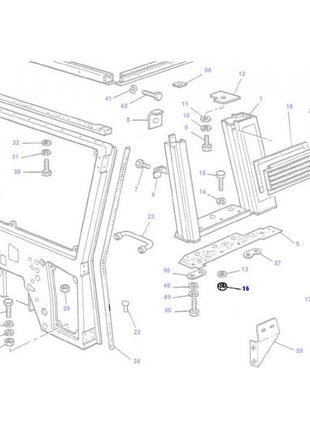 Exploded view of a mechanical assembly with numbered components, including frames, bolts, plates, and the AGCO Massey Ferguson Nut M12 (part numbers 1441344X1 and 1441408X1).