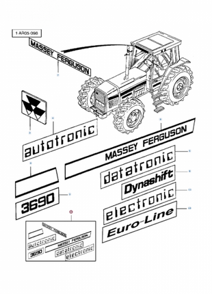 Massey Ferguson - Massey Ferguson 3690 Decal Kit - 3900532M91 - Farming Parts