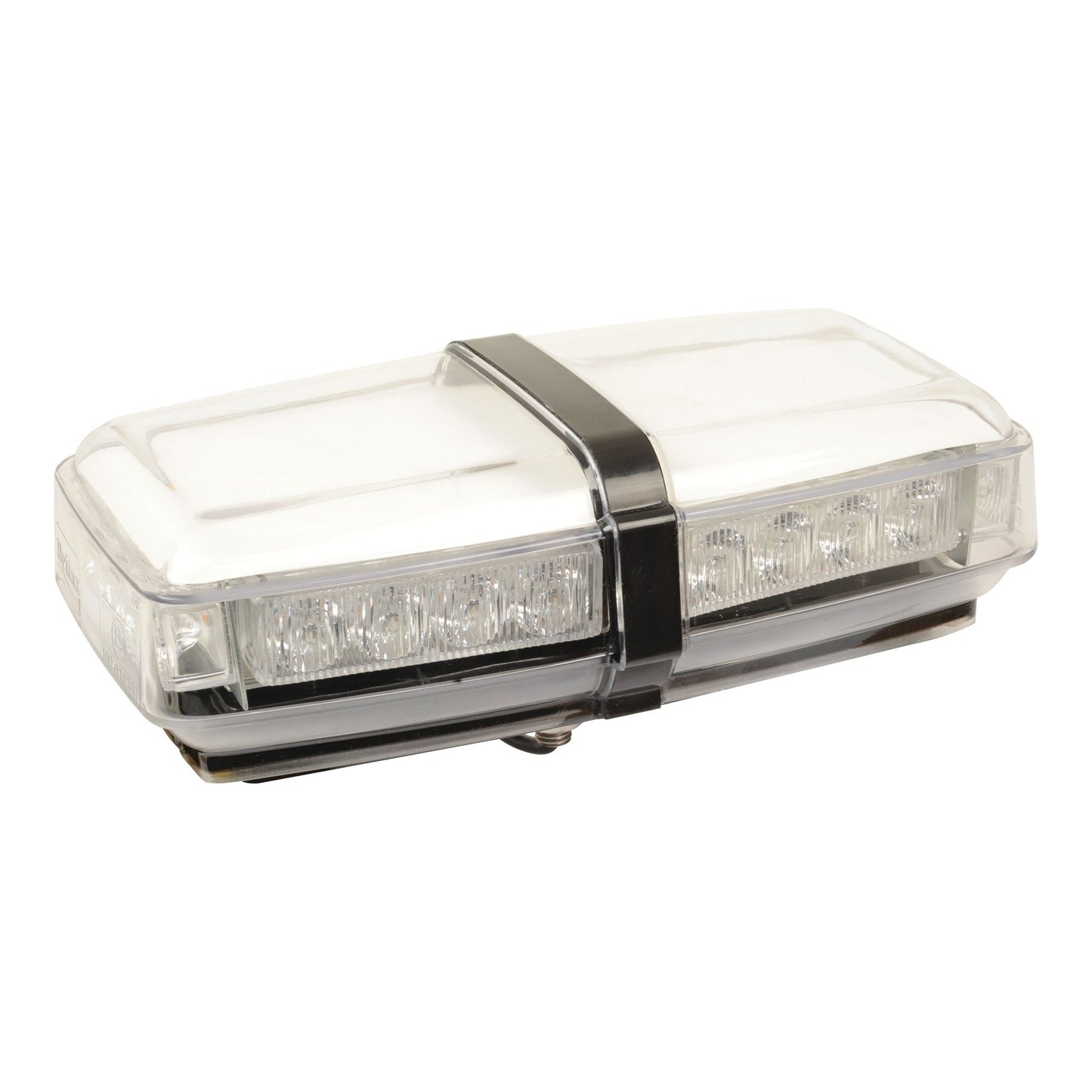 The Sparex LED Micro Hazard Light, S.27819, is a rectangular emergency vehicle light bar with clear lenses and multiple flash functions. It operates on 12-24V, features a transparent cover with a black strap around the center, and ensures maximum visibility in various conditions.