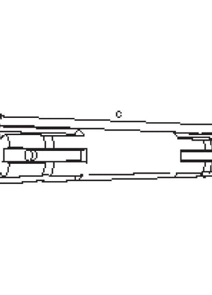 Technical drawing of a cylindrical component with dimensions labeled A, B, and C, featuring internal cutouts and ring-like structures at both ends. This Sparex PTO Splined Shaft - Both Ends - 1 3/8'' - 6 Spline x 1 1/8'' - 6 Spline, Length: 230mm (Sparex Part No.S.278) offers reliable performance in agricultural machinery.