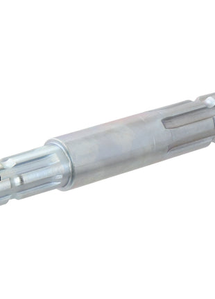 A metal cylindrical shaft, PTO Splined Shaft - Both Ends - 1 3/8'' - 6 Spline x 1 1/8'' - 6 Spline, featuring two ends with splines and holes drilled through each end, used for mechanical or automotive purposes. The part number is Sparex S.278 and the length is 230mm.