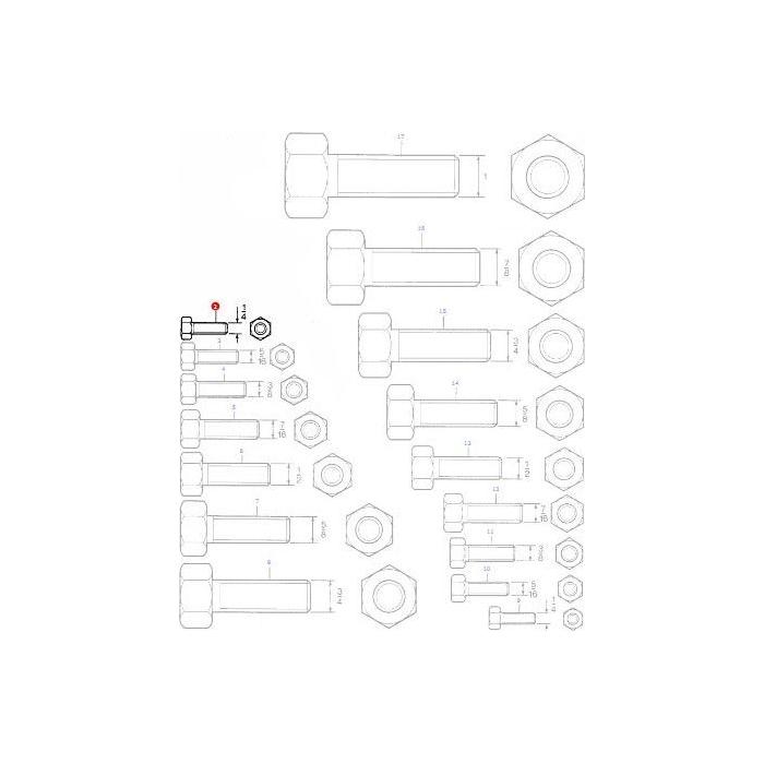 Massey Ferguson - Bolt 1/4 x 3/8 unf - 353500X1 - Farming Parts