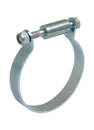 A metal hose clamp, featuring a threaded bolt and nut mechanism for tightening, ideal as the Sparex Hydraulic Top Link Clamp for cylinders with an outer diameter of 90mm (Part No. S.32959).