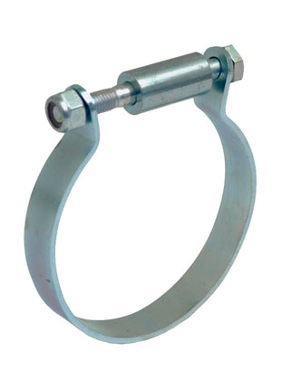 A Sparex Hydraulic Top Link Clamp for Cylinder Outer Ø 105mm (Sparex Part No. S.32960) with a screw fastening mechanism is shown in an open position.