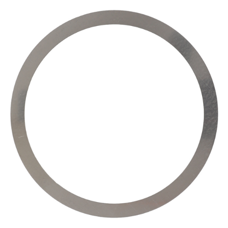 A thin, circular metal ring on a white background, reminiscent of the sturdy components found in Massey Ferguson's 2600 Series tractors, specifically the AGCO Massey Ferguson Shim Differential - part number 3380042M1.