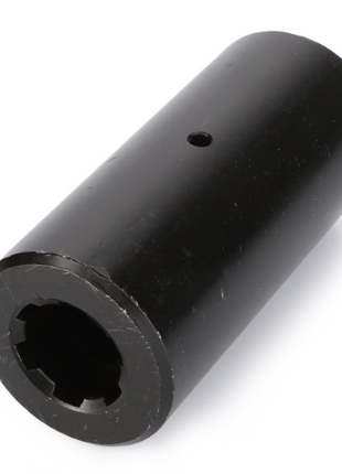 The AGCO Massey Ferguson - Driveshaft Sleeve (Product Number: 3384857M2) is a black cylindrical metal component featuring a hollow hexagonal interior opening on one end and a small hole on the cylindrical surface, designed for the Massey Ferguson 3000 Series tractors.