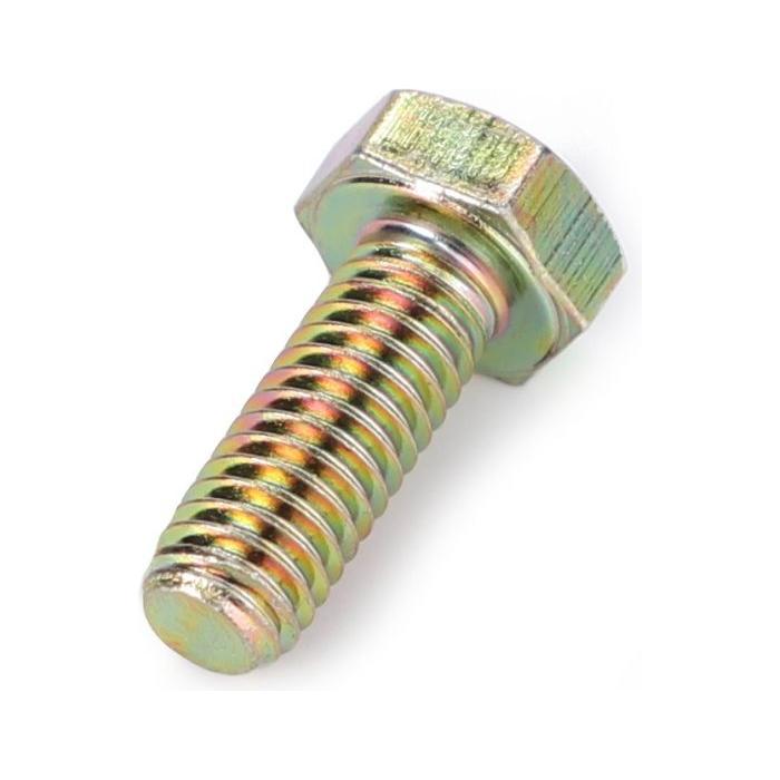 A close-up image of the AGCO branded Massey Ferguson Bolt M6x16 (339560X1), featuring a hexagonal head and threaded body, placed on a white background.