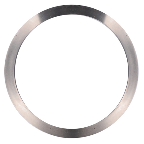 A circular metal ring with a smooth, reflective surface and uniform thickness, viewed against a white background, reminiscent of the precision found in AGCO's Massey Ferguson - Shim - 3428926M1.