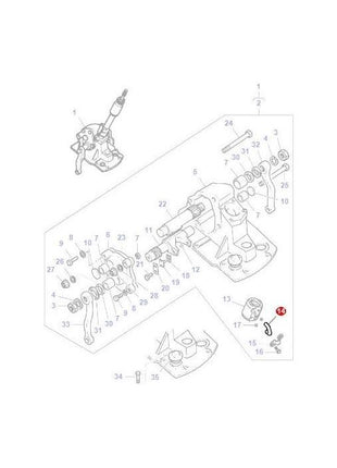 Exploded view diagram of a Massey Ferguson tractor part assembly, highlighting numbered components from the 200 Series with part number 220013095 – AGCO's Massey Ferguson Tube 47mm – marked in red. Components include screws, rods, and various mechanical parts.