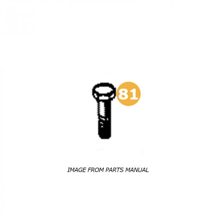 Illustration of a hexagonal head bolt labeled "81" from a Massey Ferguson Parts manual, identified as AGCO's Massey Ferguson - Hexagonal Head Bolt - 353712X1.