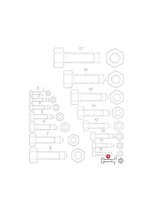 Massey Ferguson - Bolt 1/4x3/8 unc - 353664X1 - Farming Parts