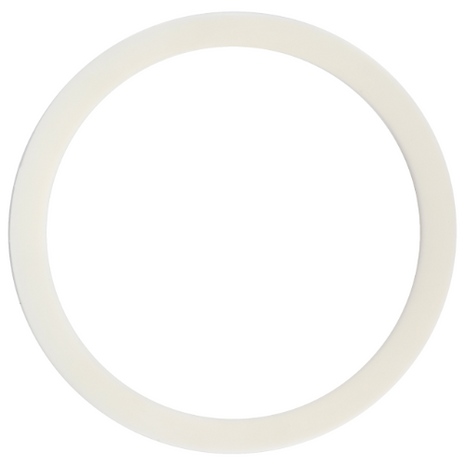 A white, circular ring set against a plain backdrop, echoing the precision characteristic of AGCO's Massey Ferguson - Gasket - 3712074M1 from the Massey Ferguson 3000 Series tractor parts.