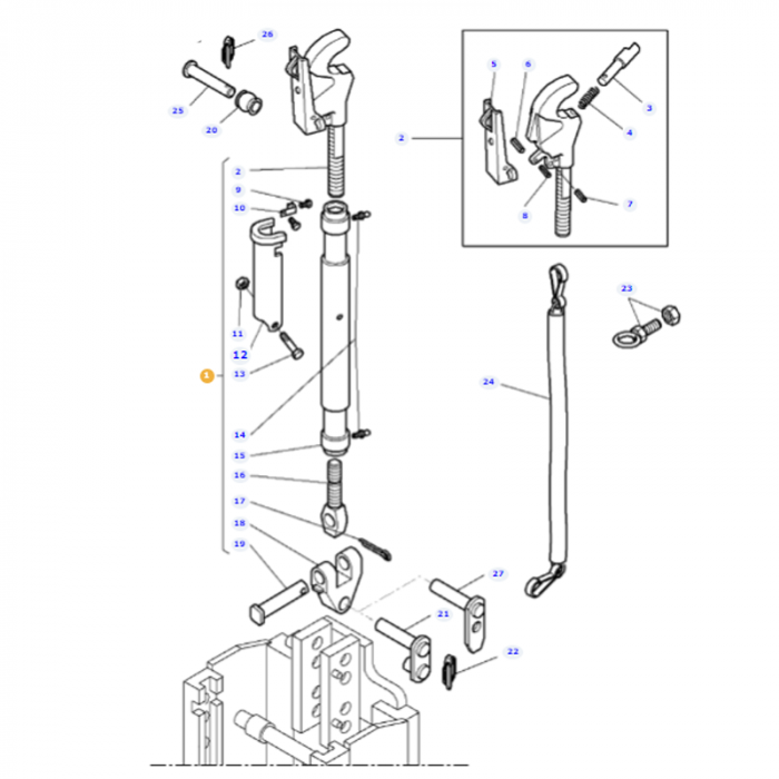Massey Ferguson - Top Link with Hook End - 3715680M94 - Farming Parts