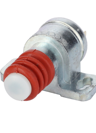 A metallic cylindrical electrical component from the AGCO brand, specifically part of the Massey Ferguson 4200 Series, featuring a red ribbed insulator and a white cap, mounted on a small base with a screw hole. The model number is 3760061M92.