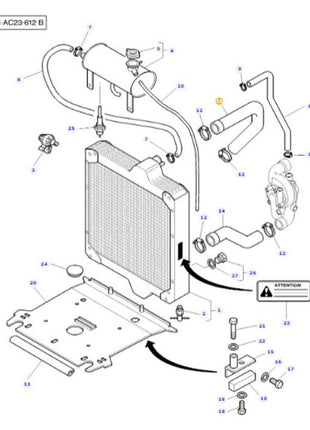 Massey Ferguson - Water Hose - 3777260M2 - Farming Parts