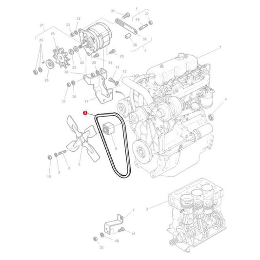 Massey Ferguson - Fan Belt - 1688988M1 - Farming Parts