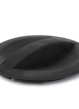 A round, black silicone pot lid with a central handle, echoing the robust durability of Massey Ferguson's 400 Series tractors, rests on a flat surface. This product is the AGCO Massey Ferguson Cover - 3800373M1.