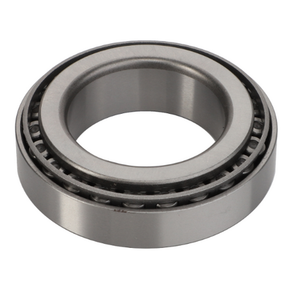 Close-up of a metal ball bearing from the Massey Ferguson - Bearing - 3907661M1 by AGCO, showcasing a circular outer ring and visible internal rollers.