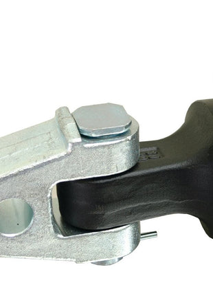 Close-up view of a Sparex Hydraulic Top Link (Cat.2/3) Knuckle and Q.R CBM Hook, featuring a metal bracket and a joint with a bolt and screw, designed for Category 2/3 tractor ends.