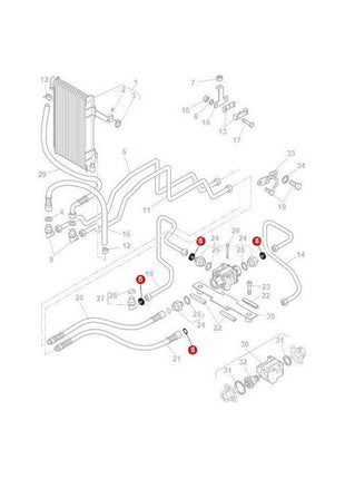 Massey Ferguson - Seal Oil Cooler Pipes - 3011809X1 - Farming Parts