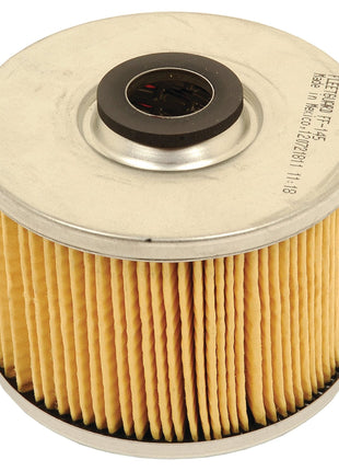 A cylindrical, pleated paper filter with a metal top and bottom, typically used in engines or machinery—such as the Sparex Fuel Filter - Element - FF145 (Sparex Part No. S.40541).