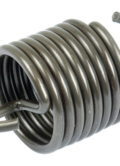 Close-up of a Sparex Clutch Spring (Sparex Part No. S.40739), a helical compression spring with hooks at both ends, typically used in machinery like Massey Ferguson tractors to exert force by compressing.