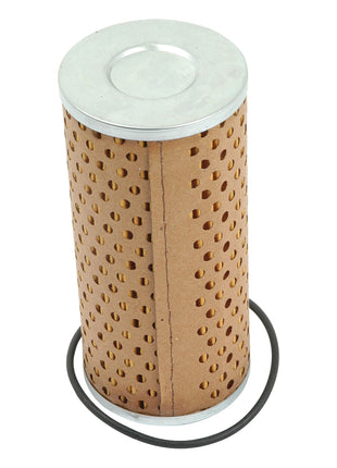 A cylindrical hydraulic filter element from Sparex, featuring a perforated brown outer layer and metal top and bottom, accompanied by a rubber O-ring (Sparex Part No. S.40884).