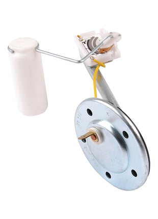 The Sparex Fuel Sender Unit (Sparex Part No.S.41098) is a reliable assembly featuring a metal cylindrical float rod with a white float on one end, attached to a circular mounting plate with wires. It is designed for 12V systems and fits Massey Ferguson models perfectly.