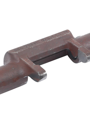 A robust metal cast fitting with a brownish-red finish, featuring cylindrical ends and a central rectangular section, resembling the engineering quality of Massey Ferguson machinery: the Clutch Fork (Sparex Part No.S.41964) by Sparex.