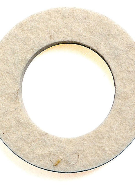 Photo of a white felt washer with a circular hole in the center on a white background, resembling the Sparex Felt Seal, Part No. S.42301, used in Massey Ferguson machinery.