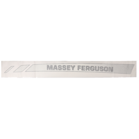 A Massey Ferguson - 5445 L/H Decal - 4272557M2 by AGCO, featuring the company name in grey text with angled lines on a white background, perfect for adorning your 5400 Series or 6400 Series tractor.