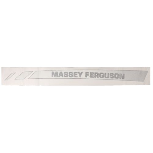 A Massey Ferguson - 5445 L/H Decal - 4272557M2 by AGCO, featuring the company name in grey text with angled lines on a white background, perfect for adorning your 5400 Series or 6400 Series tractor.