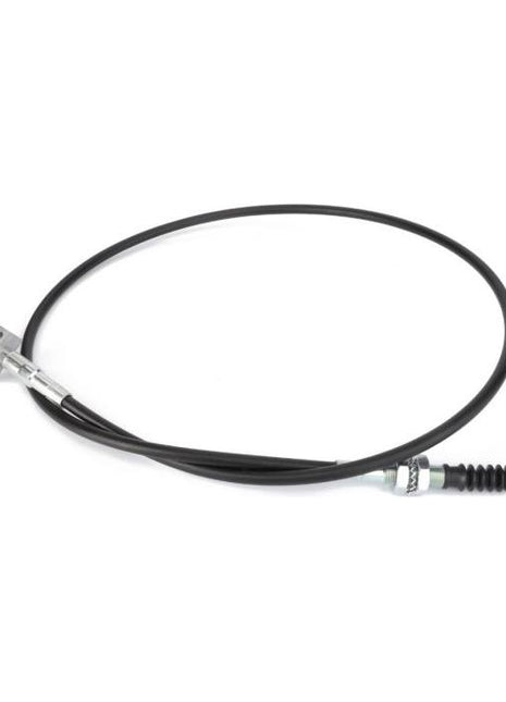 A product from AGCO, the Massey Ferguson Cable Hydraulics 4272753M3, is a black automotive cable with metal connectors on both ends used for transmitting mechanical force or control in vehicles such as Massey Ferguson models.