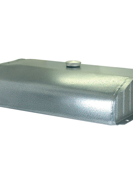 The Fuel Tank by Sparex (Part No. S.42856) features a rectangular shape with mounting flanges on the base. Specifically designed for Massey Ferguson tractors, this tank boasts a textured surface, a fill cap located at the top center, and ports on the sides.