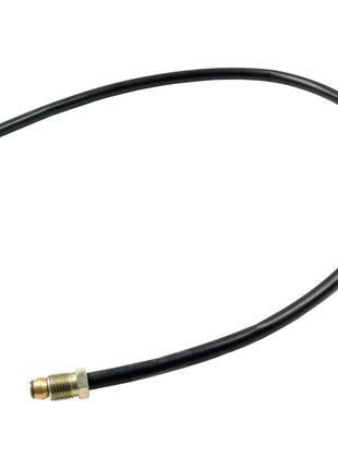 A Sparex Fuel Pipe (Part No. S.43257)—a black flexible hose featuring metallic connectors at both ends, compatible with Massey Ferguson and Perkins A4.236—is ideal for Pipe-Fuel applications.