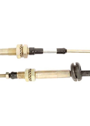 Image shows two sections of the Sparex Hitch Cable assembly, model S.43900, featuring threaded bar ends and metal fittings. This mechanical cable is commonly used in automotive or industrial applications and measures 1960mm (77 3/16''), with a cable length of 1733mm (68 1/4'').