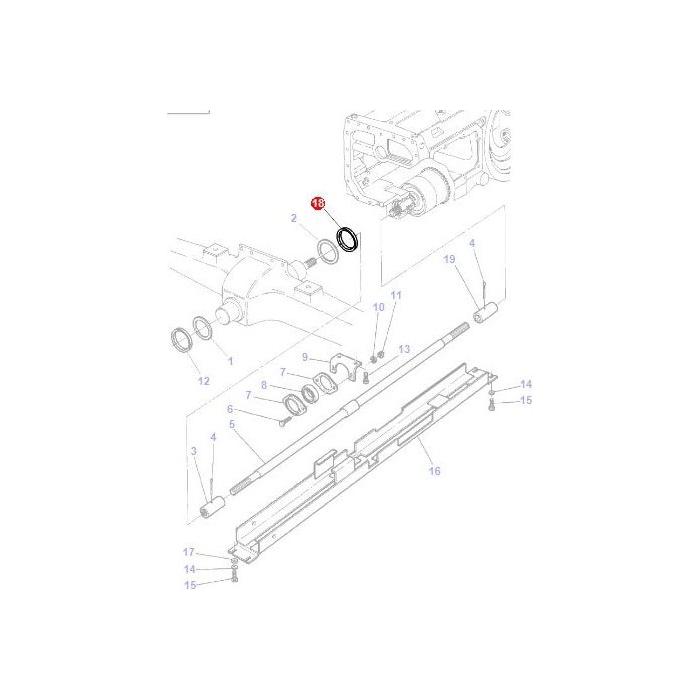 Schematics of a mechanical component assembly for Massey Ferguson 3000 Series tractor parts, showing various components including washers, bolts, and rods, with the AGCO Massey Ferguson Gasket (Product Number: 3713940M1) circled in red near the top center.