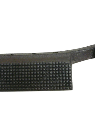 Close-up of a black metal foot pedal with a textured surface for grip, perfect for your Massey Ferguson. The Foot Rest - LH (Sparex Part No. S.44001) from Sparex features a rectangular body and a protruding arm on one end, ensuring reliable performance whether you're working on your tractor or any other task.