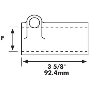 Diagram showing dimensions of the PTO QR Sleeve - Female spline 1 3/8'' - 6 with Quick Release Pin. Length is 3 5/8 inches (92.4 mm) and height labeled as F. The Sparex Part No.S.4467 features a circular component protruding from the top left, equipped with six female splines for a Quick Release Pin attachment.