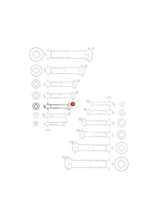 Massey Ferguson - Carriage Bolt 3/8 x 1.3/8unf - 353811X1 - Farming Parts