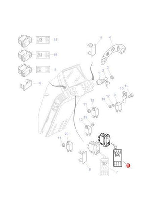 Massey Ferguson - Hazard Light Switch - 4293544M1 - 4293544M2 - Farming Parts